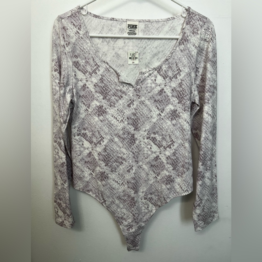 PINK Victoria's Secret Lavender Patterned Bodysuit